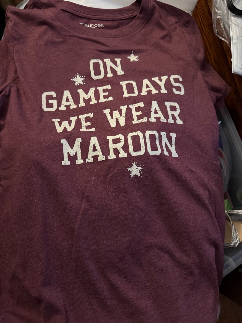 Maurices Maroon Graphic Tee with White Game-Day Slogan